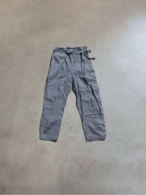 Zara Basic High Waisted Paper Bag Tie Check Trouser Pants